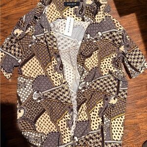 PacSun Brown Patterned Casual Button Down Shirt